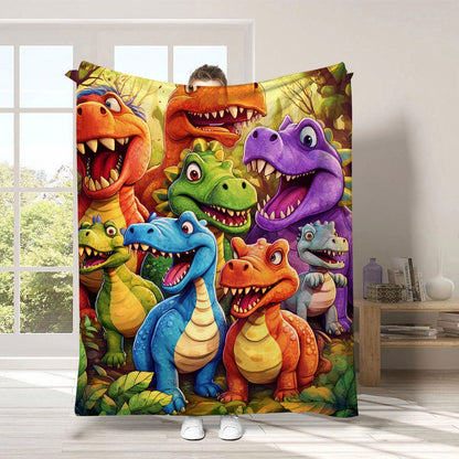 DinoSnuggle™ Blanket - Ultra-Soft Flannel Throw That Brings Warmth, Joy & Dino Fun