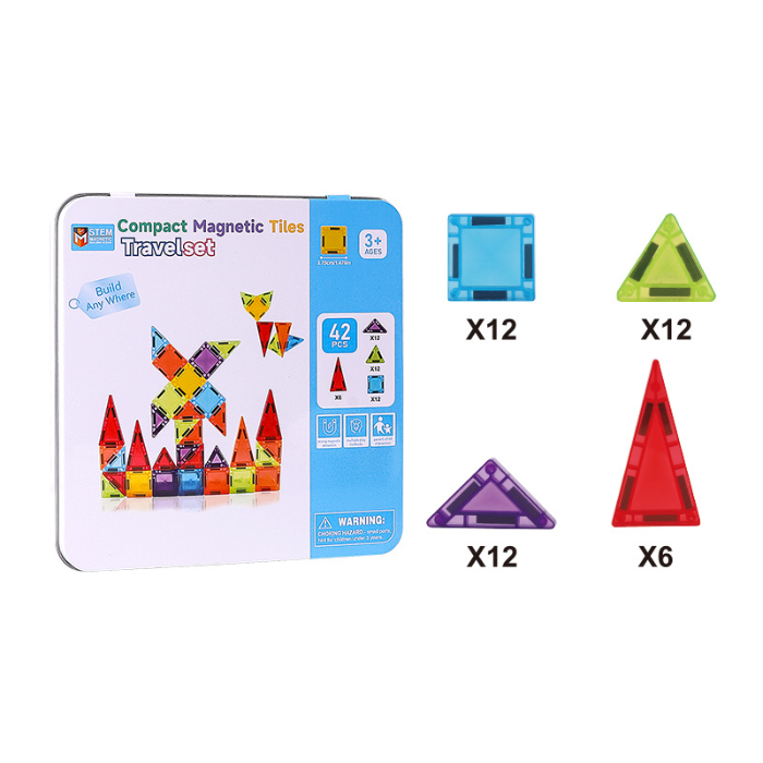 TravelTiles™ Mini Magnetic Building Kit - Keeps Kids Entertained and Learning On the Go